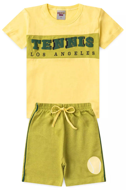 Conjunto Curto Menino Tennis Los Angeles Amarelo