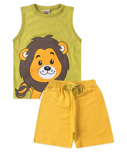 Conjunto Curto Menino Tigre Interativo Verde