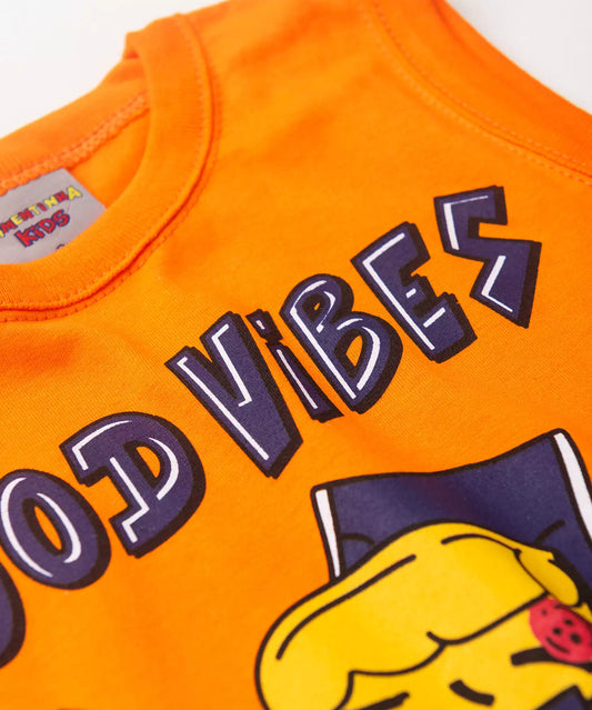 Conjunto Curto Menino Vibes do Verão Laranja