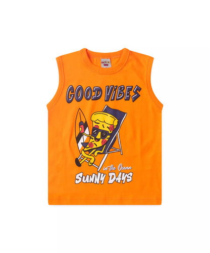 Conjunto Curto Menino Vibes do Verão Laranja