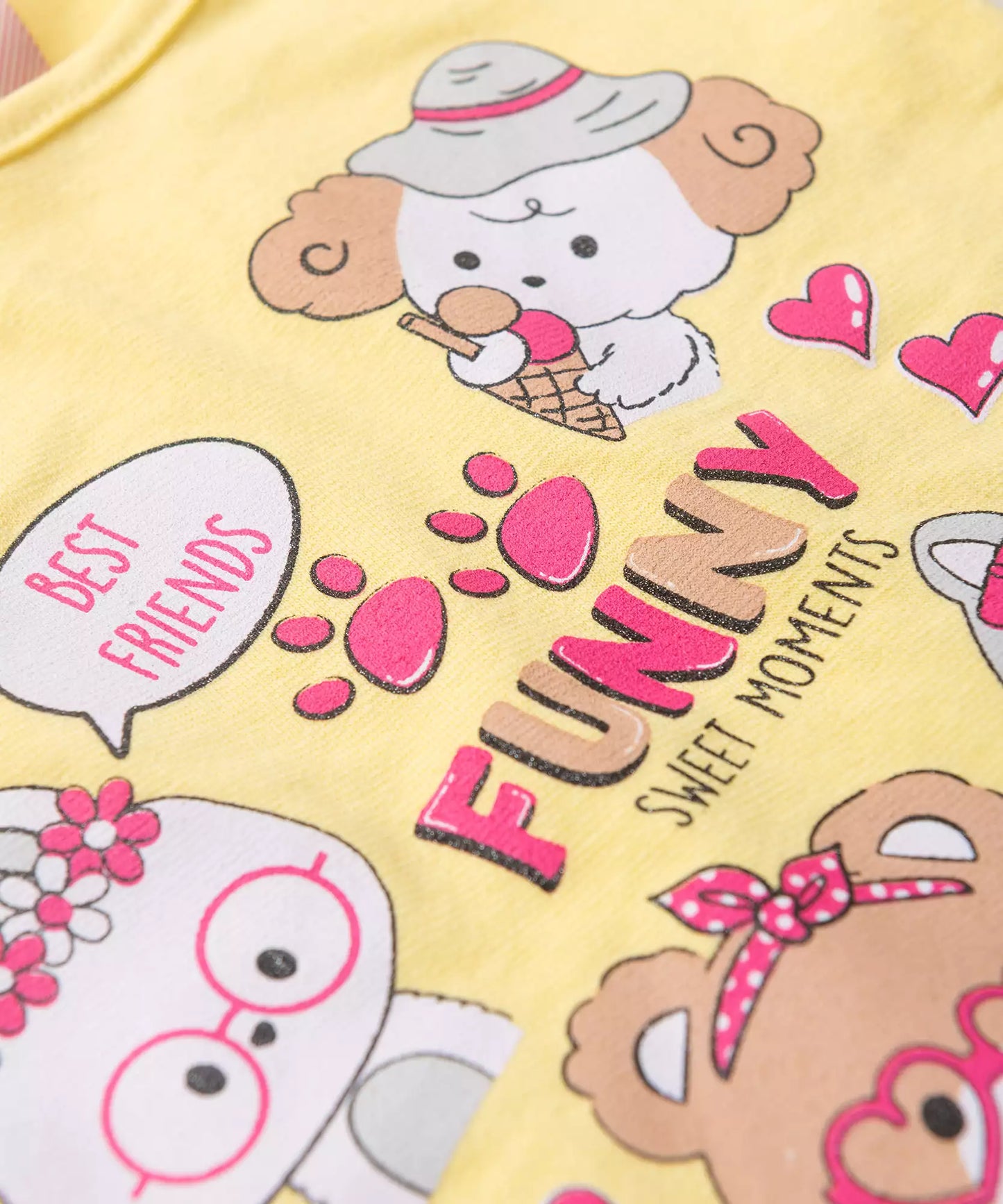 Conjunto Curto para Bebê Menina Best Friends Amarelo
