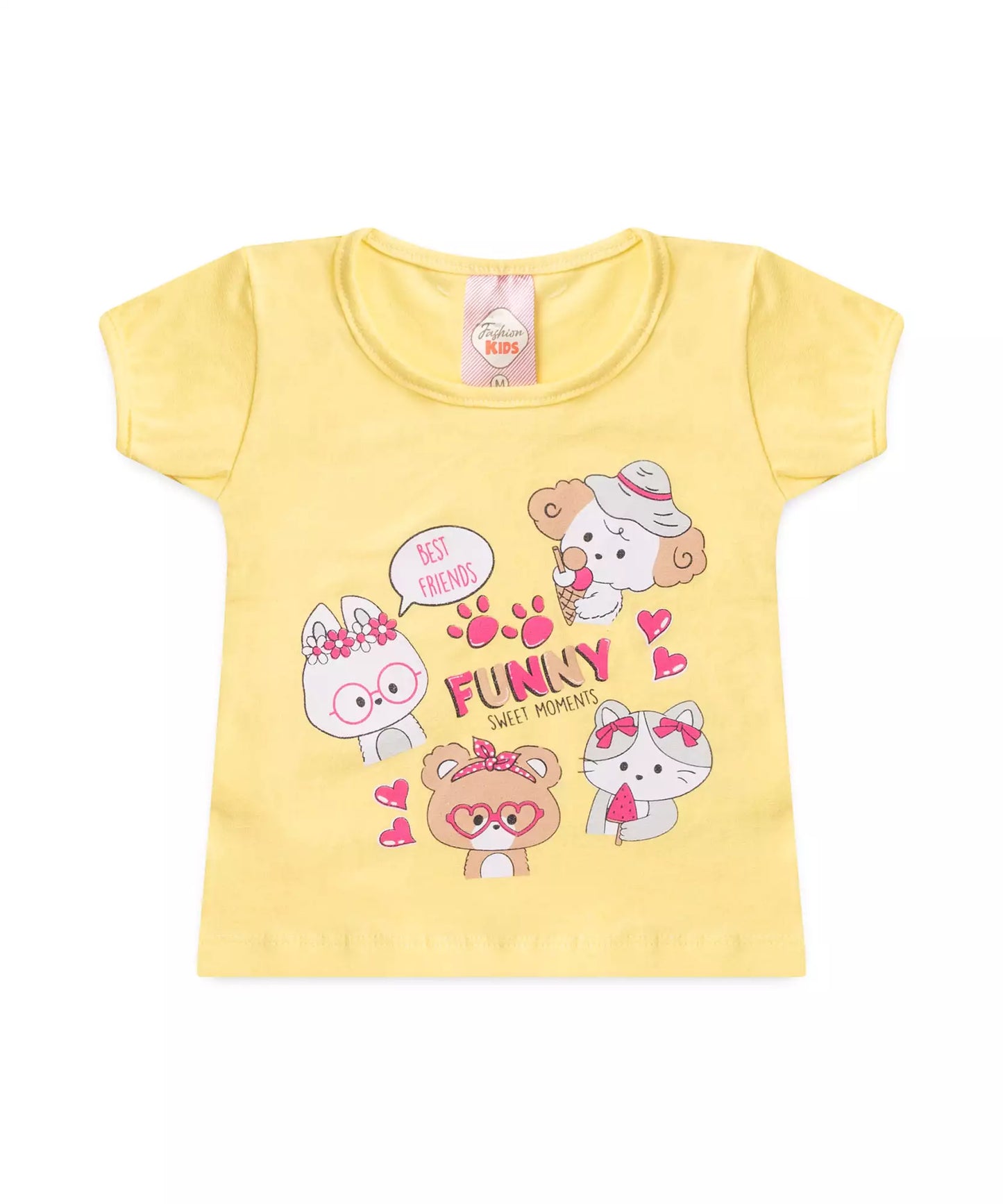 Conjunto Curto para Bebê Menina Best Friends Amarelo