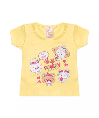 Conjunto Curto para Bebê Menina Best Friends Amarelo