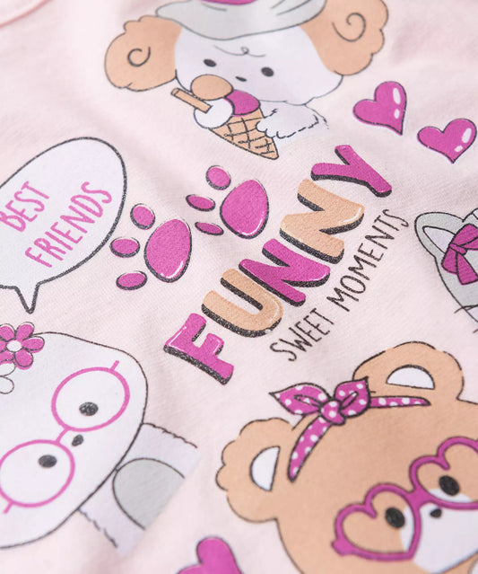 Conjunto Curto para Bebê Menina Best Friends Rosa