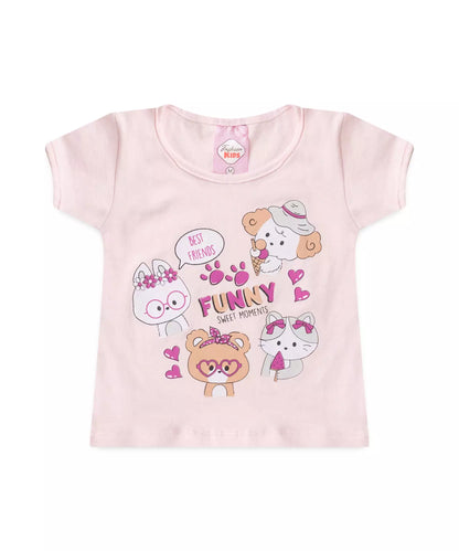 Conjunto Curto para Bebê Menina Best Friends Rosa