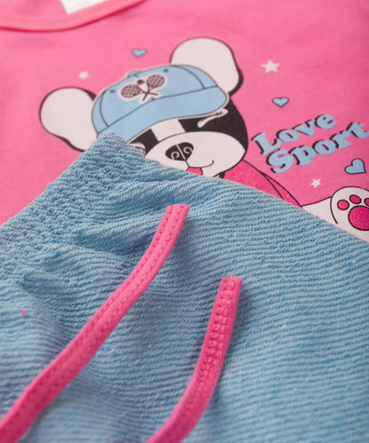 Conjunto Curto para Bebê Menina Cachorrinho Pink