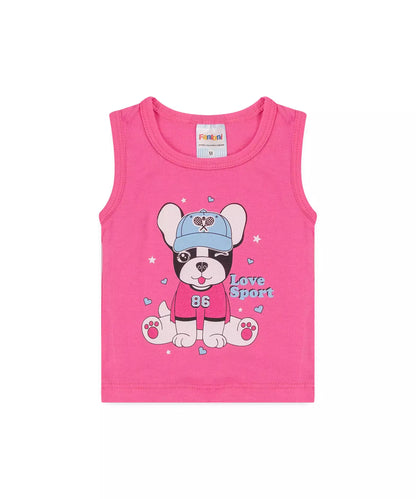 Conjunto Curto para Bebê Menina Cachorrinho Pink