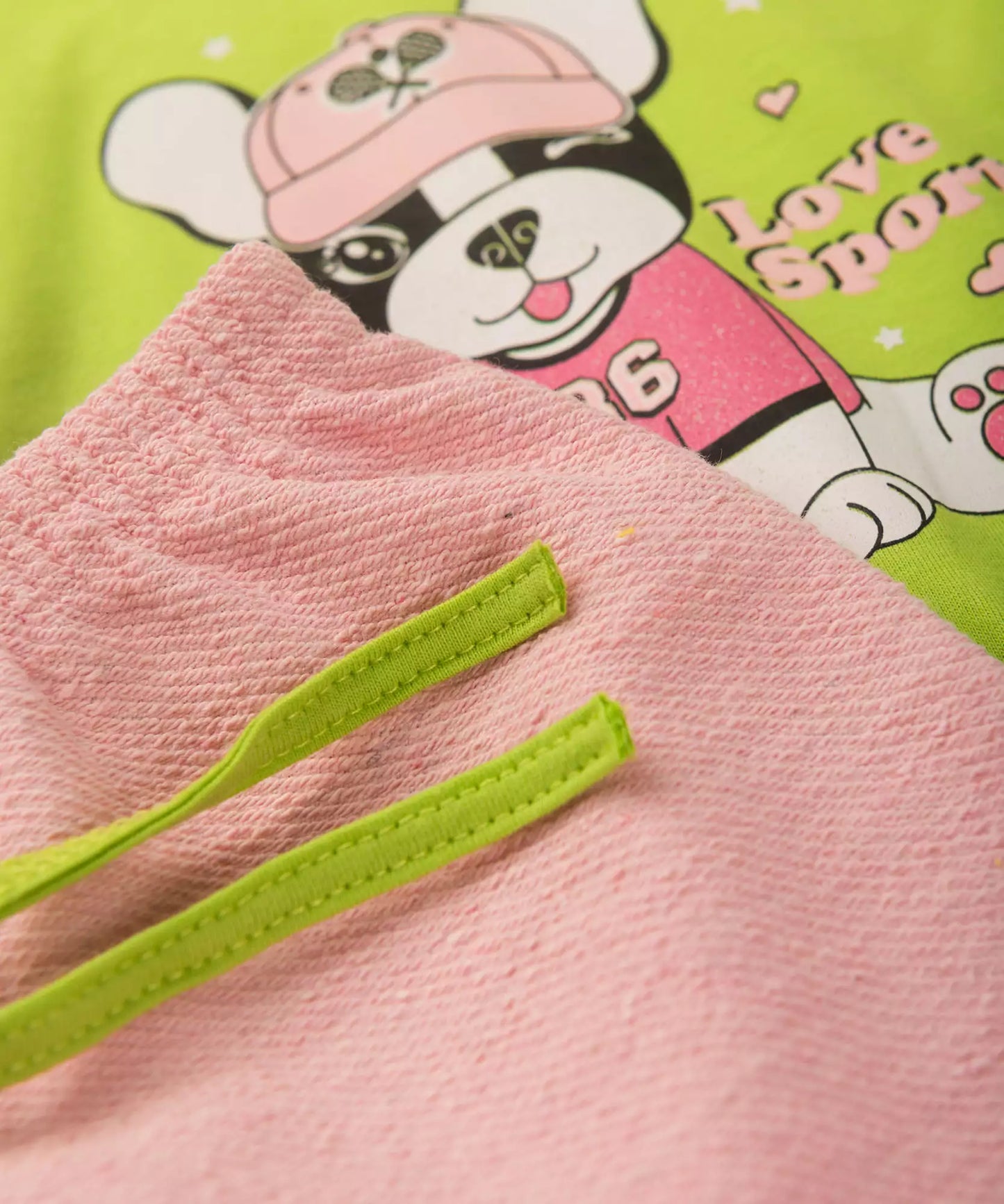 Conjunto Curto para Bebê Menina Cachorrinho Verde