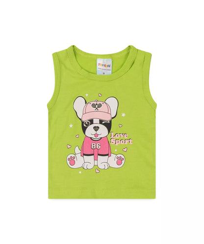Conjunto Curto para Bebê Menina Cachorrinho Verde