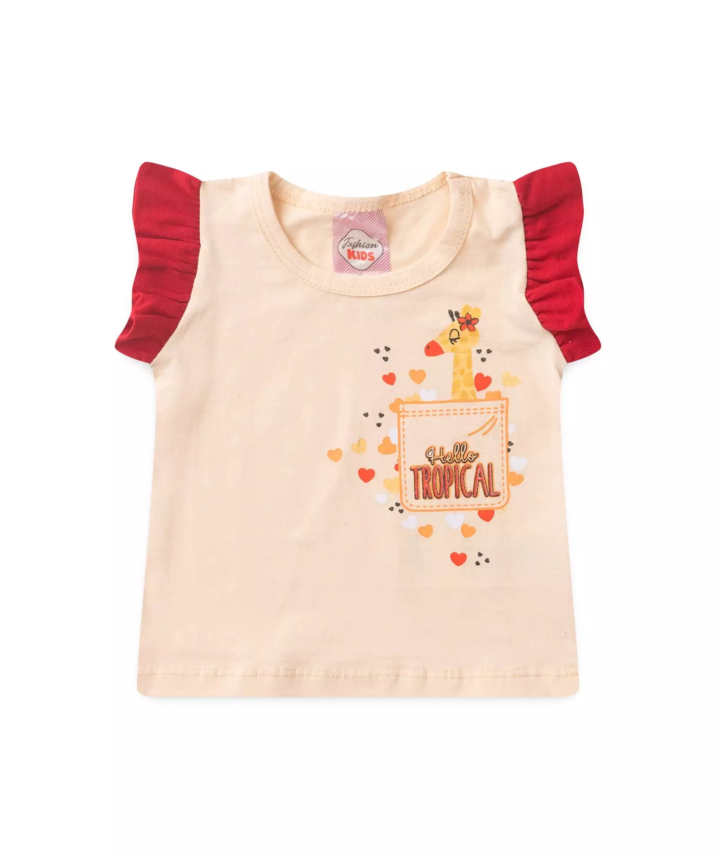 Conjunto Curto para Bebê Menina Girafinha Encantada Marfim