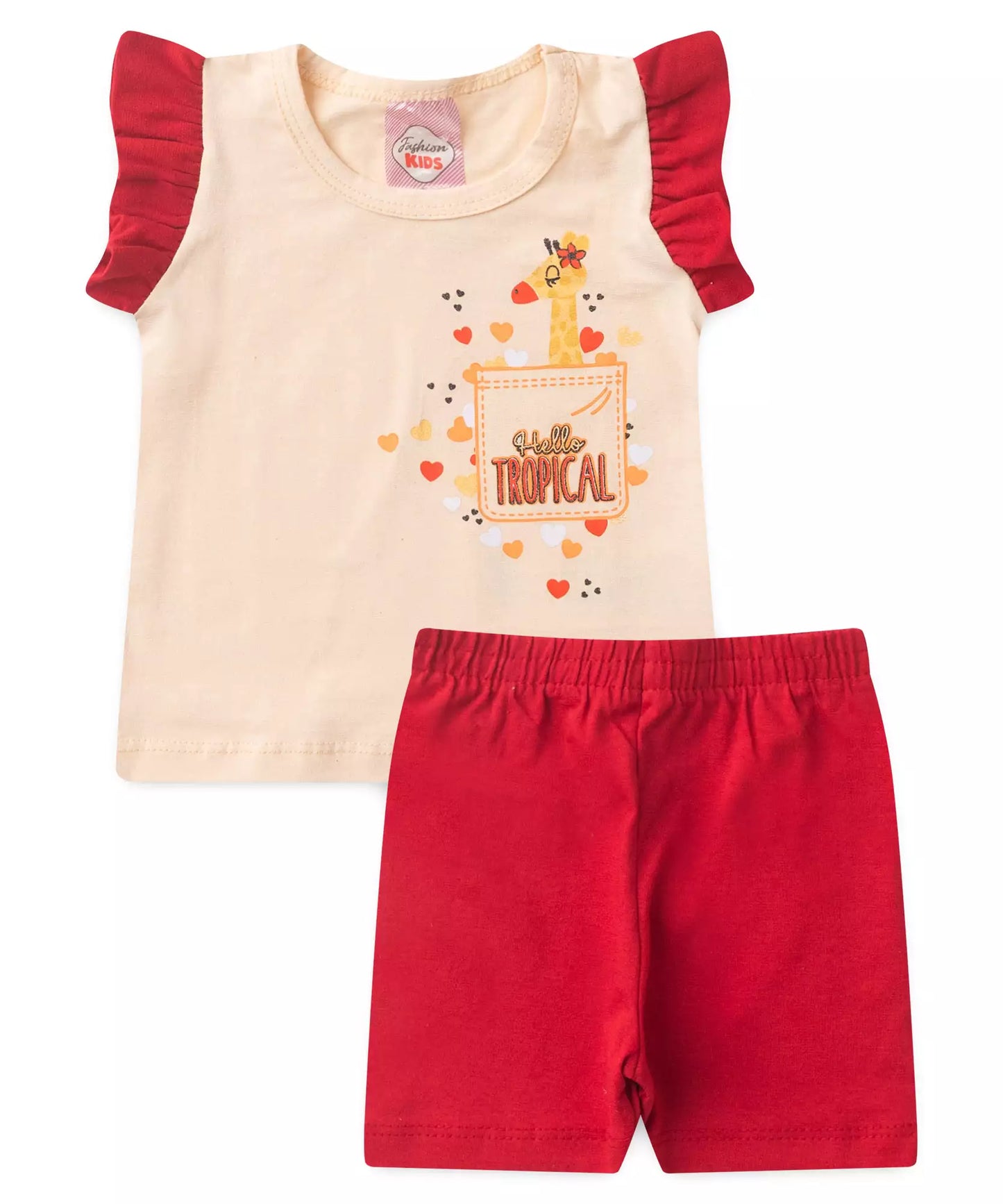 Conjunto Curto para Bebê Menina Girafinha Encantada Marfim