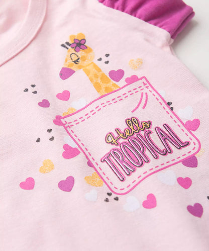 Conjunto Curto para Bebê Menina Girafinha Encantada Rosa