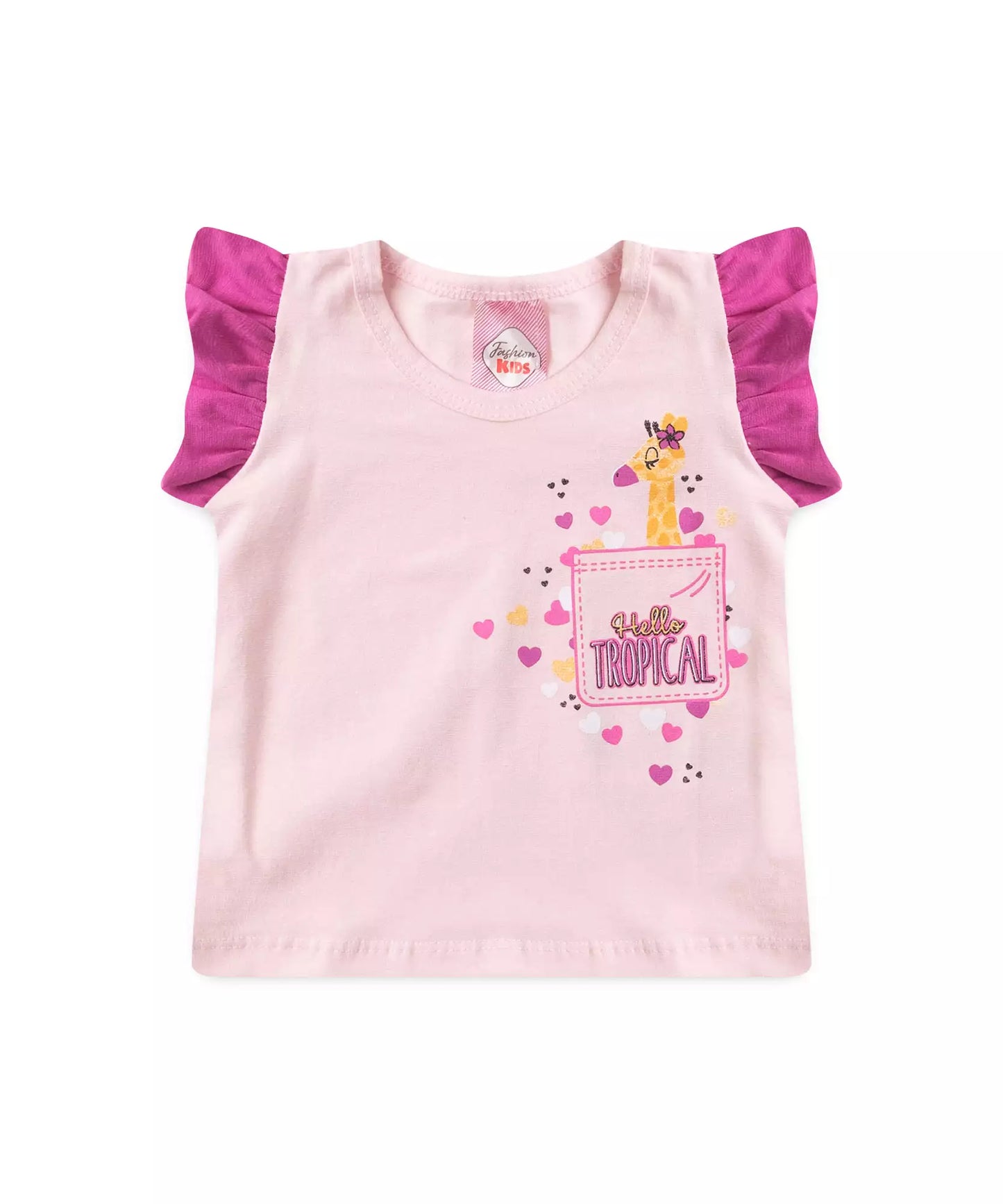 Conjunto Curto para Bebê Menina Girafinha Encantada Rosa