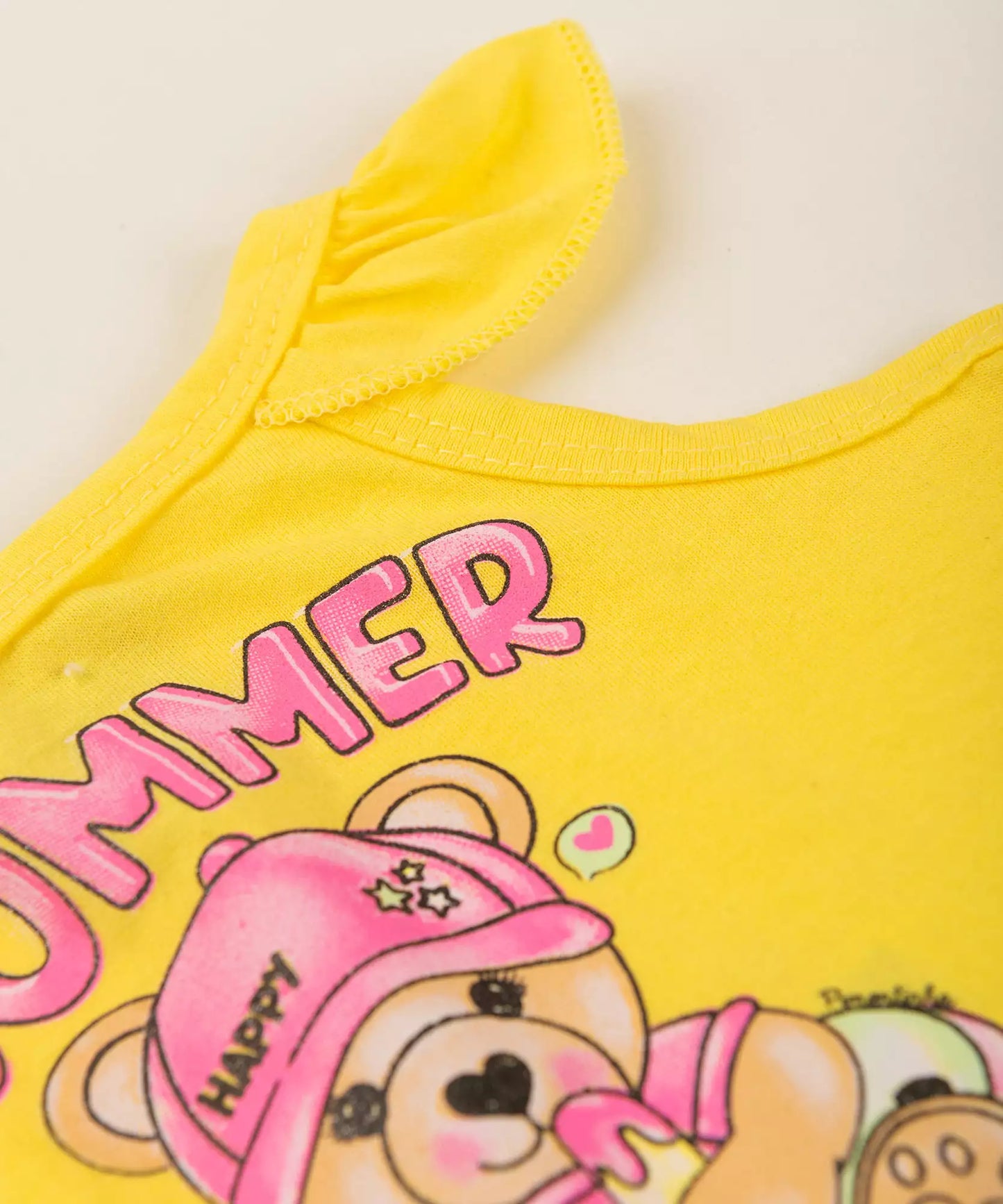 Conjunto Curto para Bebê Menina Ursinho Amarelo