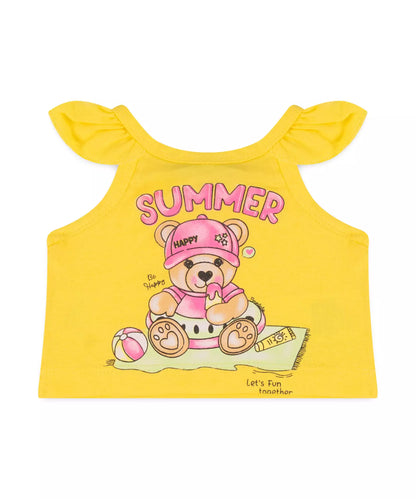 Conjunto Curto para Bebê Menina Ursinho Amarelo