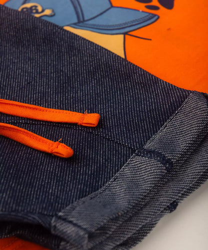 Conjunto Curto para Bebê Menino Cachorro Laranja