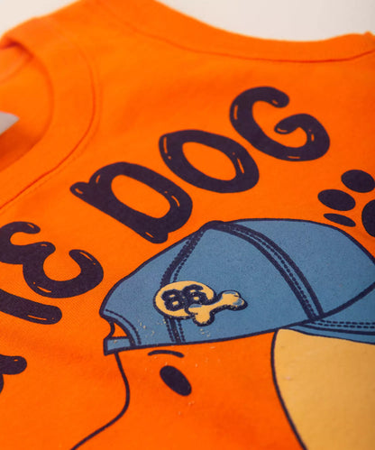 Conjunto Curto para Bebê Menino Cachorro Laranja