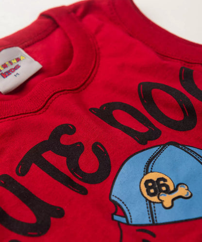 Conjunto Curto para Bebê Menino Cachorro Vermelho