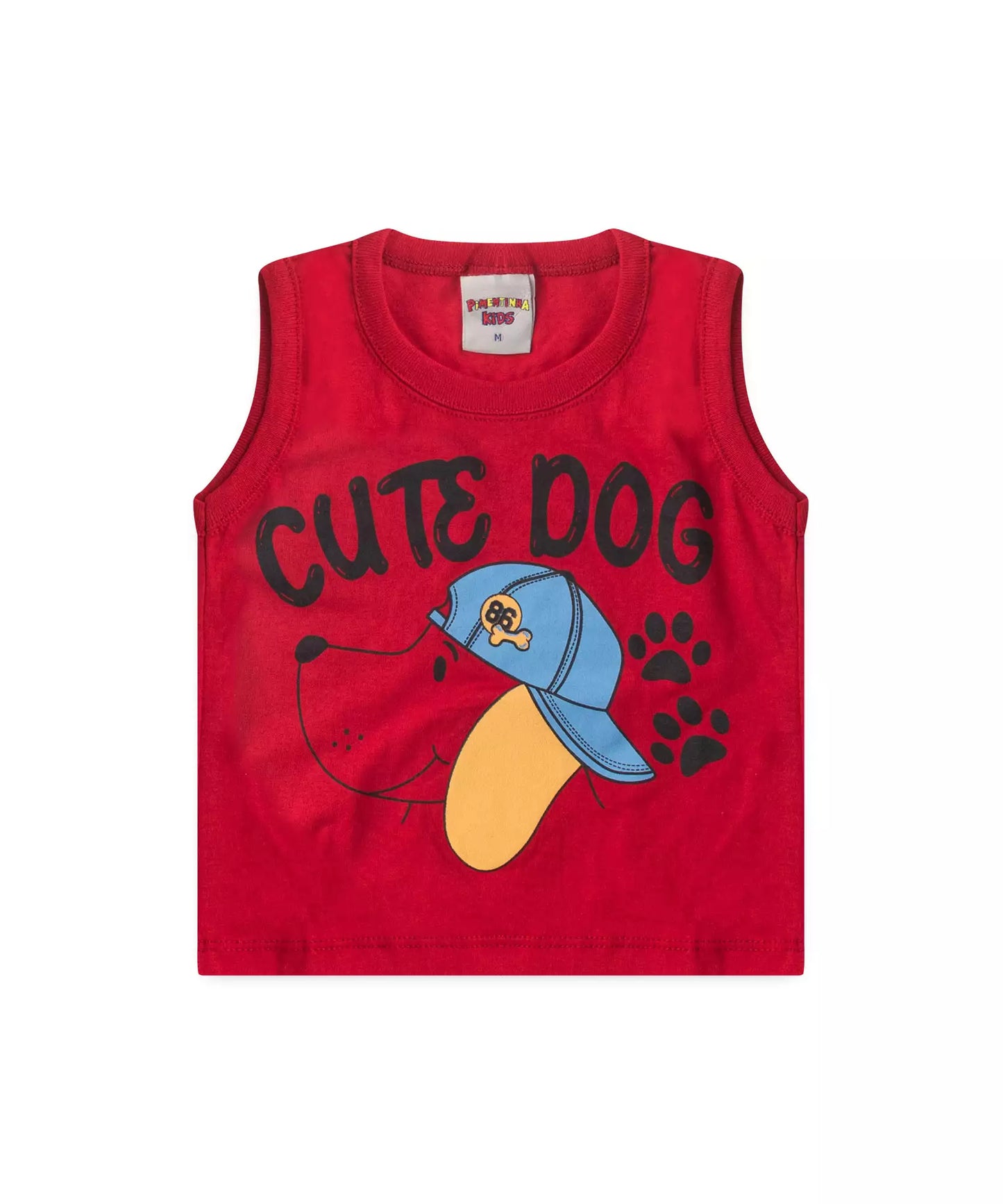 Conjunto Curto para Bebê Menino Cachorro Vermelho