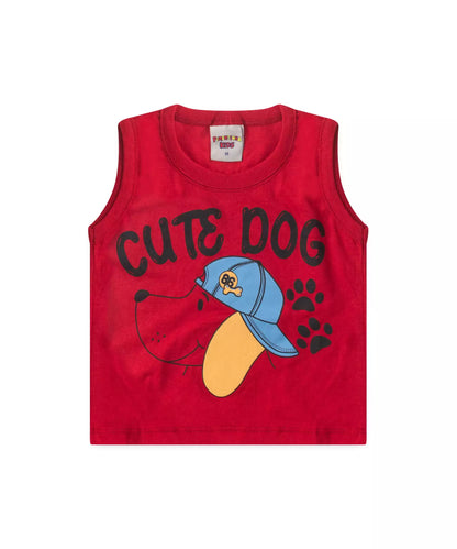 Conjunto Curto para Bebê Menino Cachorro Vermelho