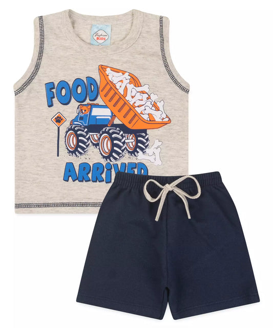 Conjunto Curto para Bebê Menino Caminhão Mescla