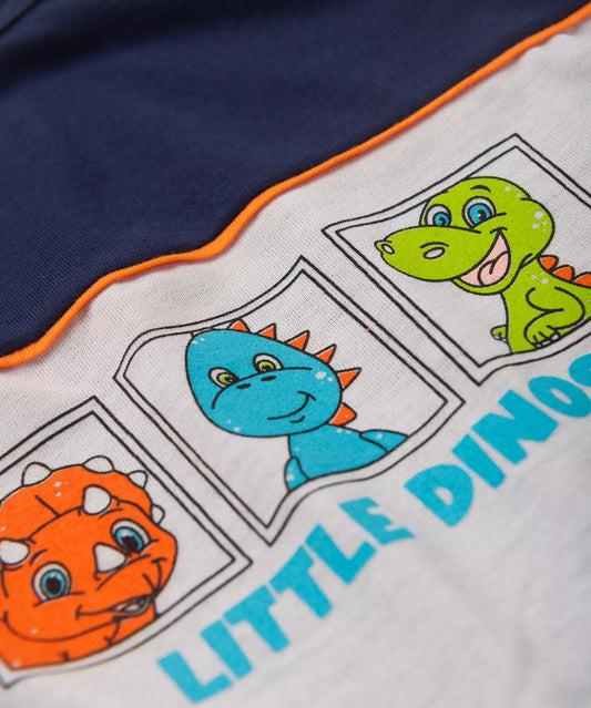 Conjunto Curto para Bebê Menino Dinossauro Laranja