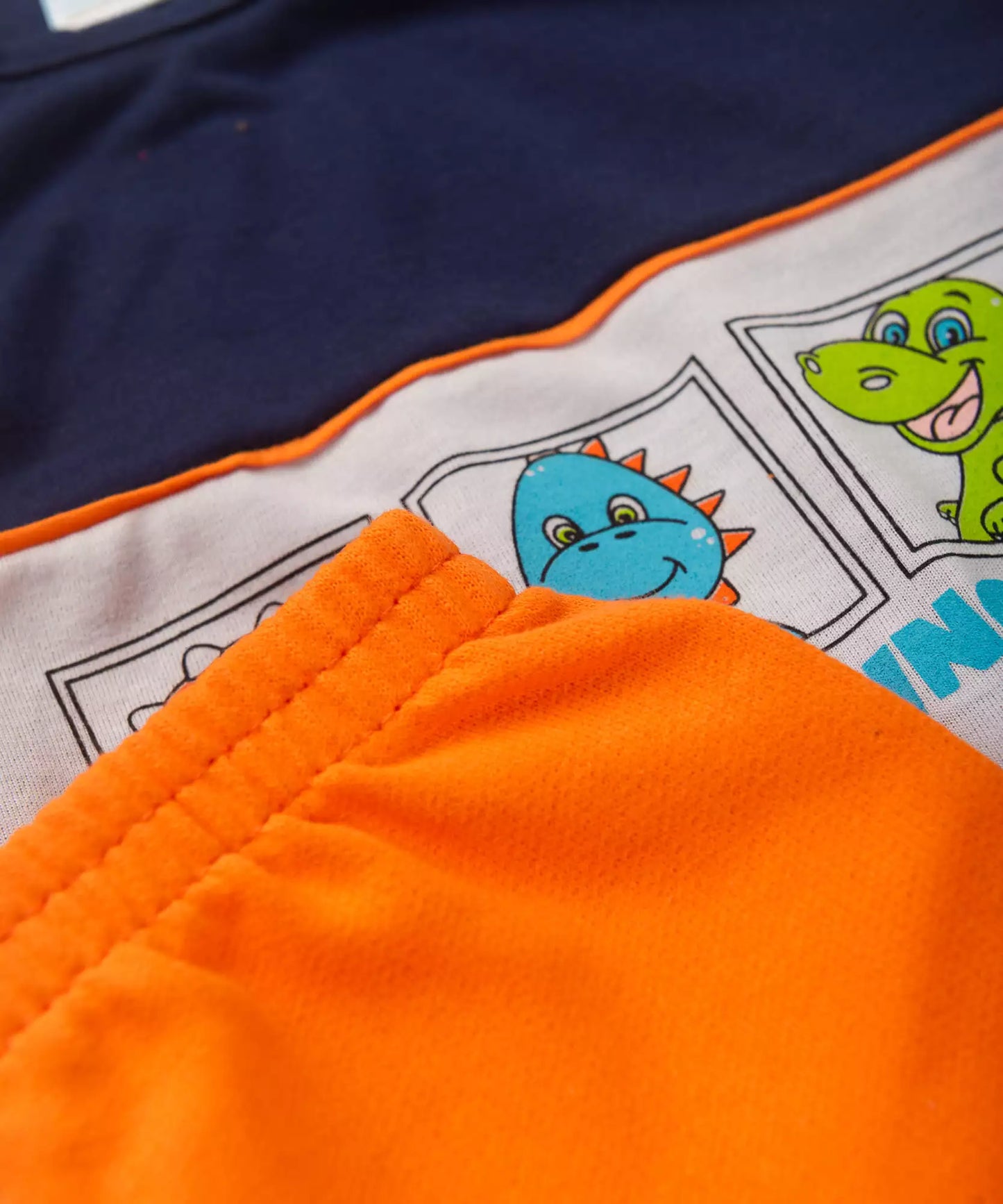Conjunto Curto para Bebê Menino Dinossauro Laranja