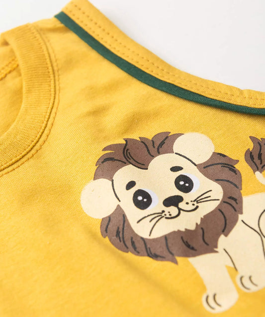 Conjunto Curto para Bebê Menino Leãozinho do Safari Amarelo