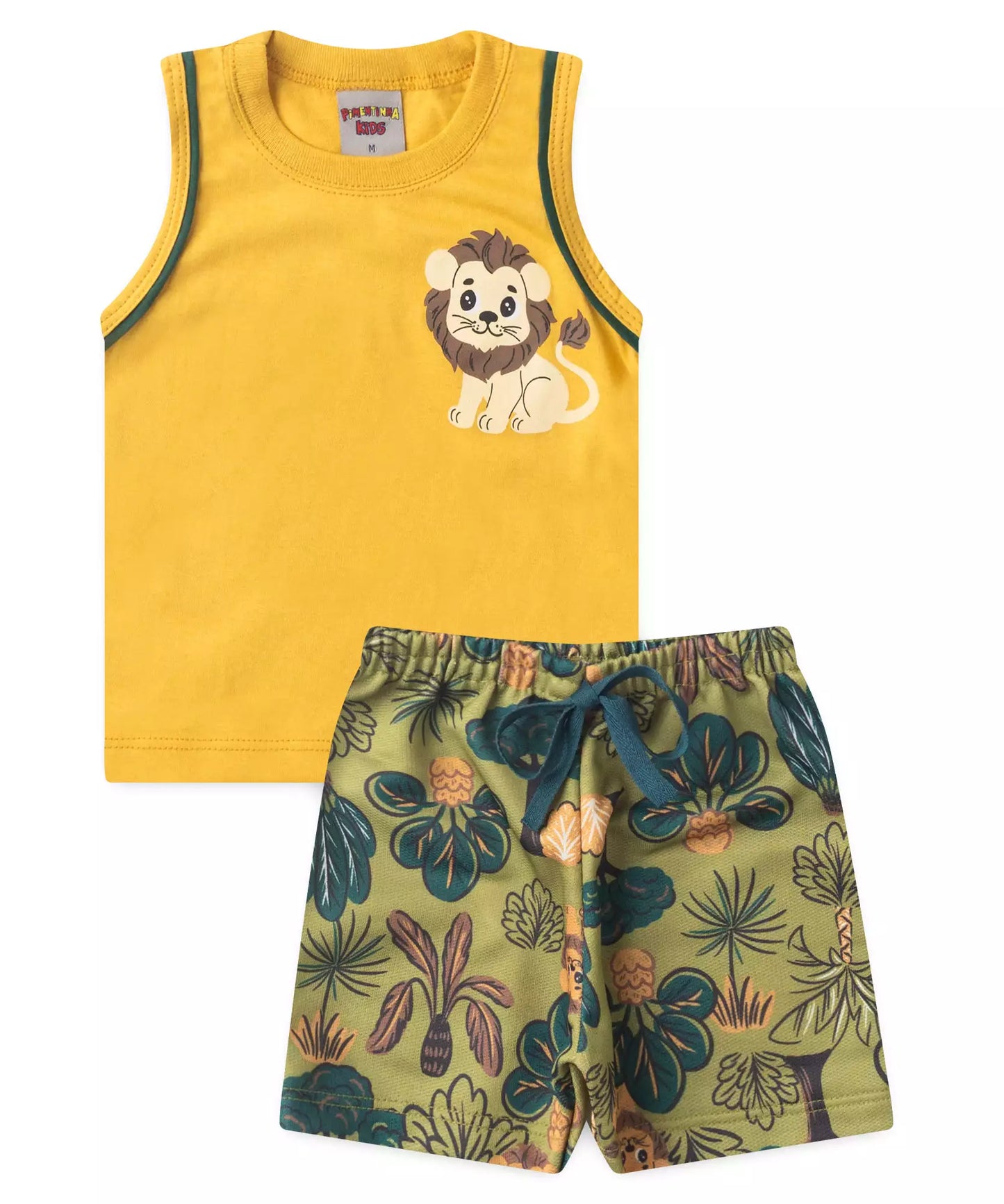 Conjunto Curto para Bebê Menino Leãozinho do Safari Amarelo