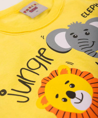 Conjunto Curto para Bebê Menino Safari Amarelo