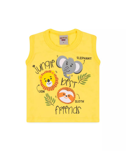 Conjunto Curto para Bebê Menino Safari Amarelo
