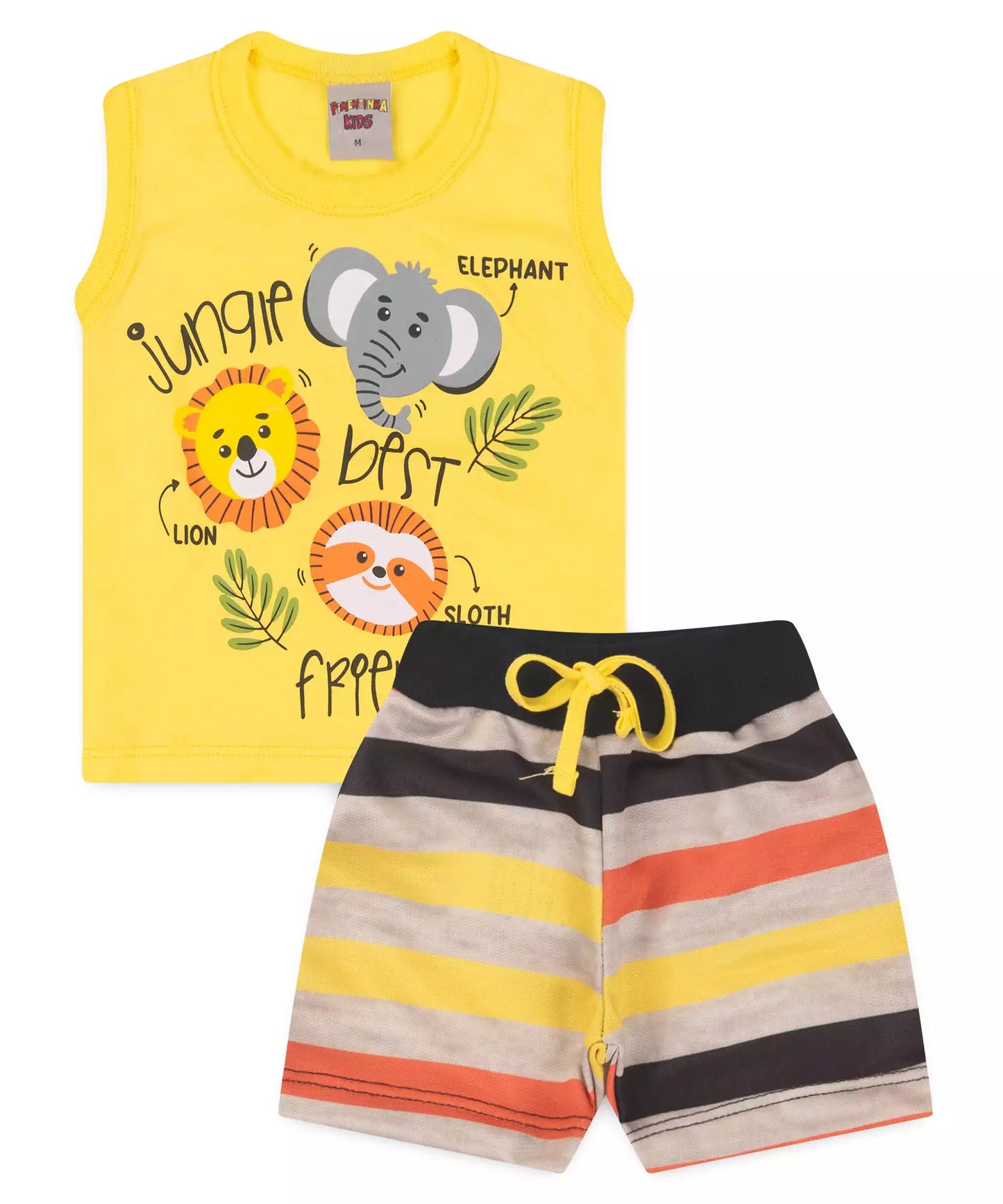 Conjunto Curto para Bebê Menino Safari Amarelo