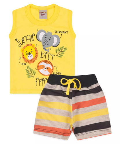 Conjunto Curto para Bebê Menino Safari Amarelo