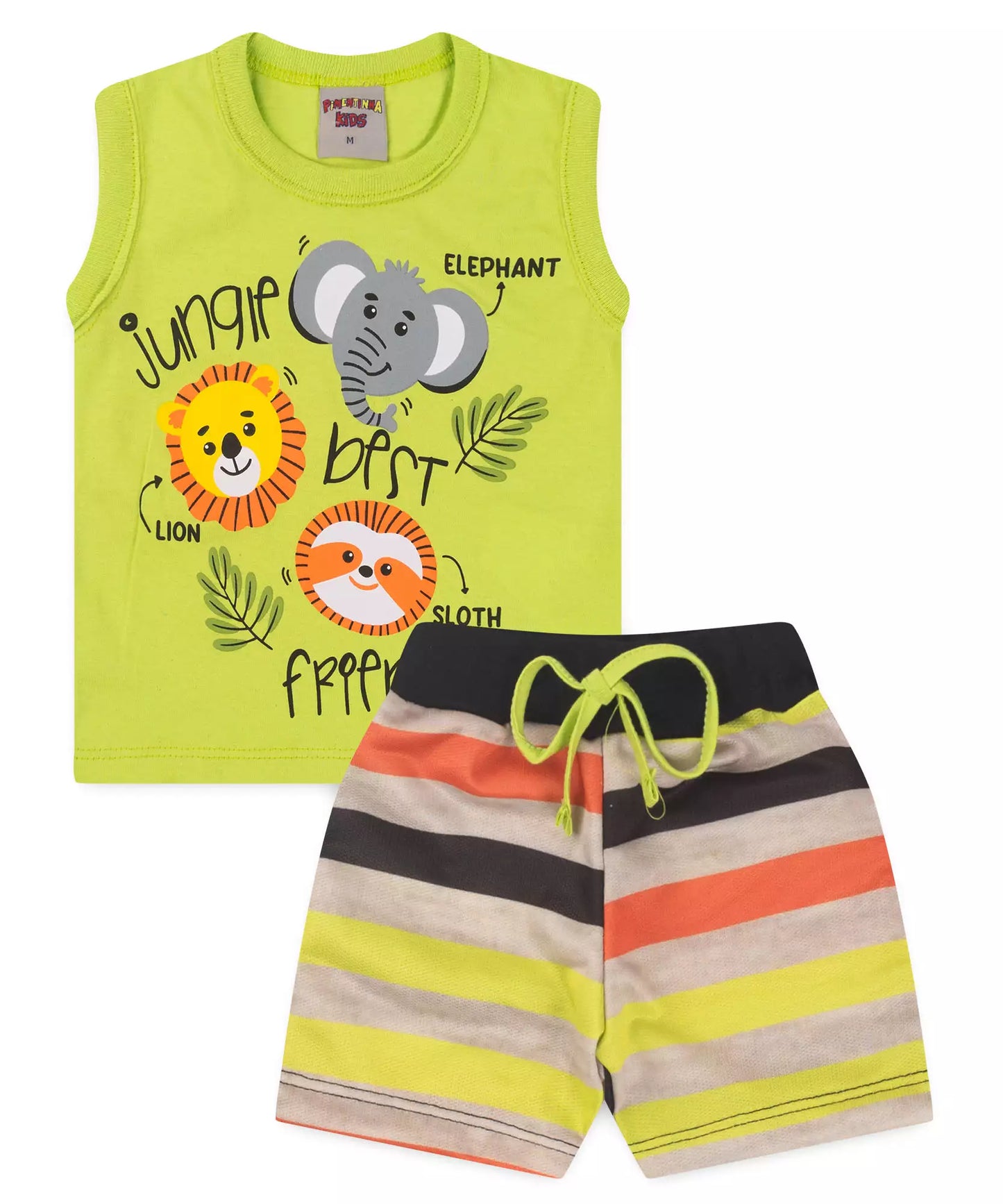 Conjunto Curto para Bebê Menino Verde Safari