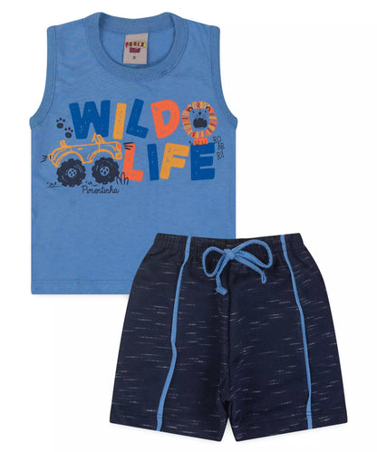 Conjunto Curto para Bebê Menino Selva Azul