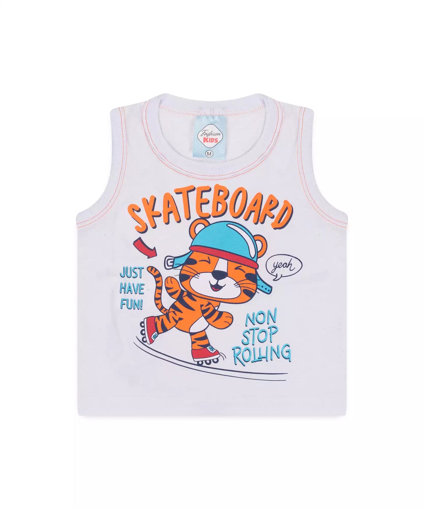 Conjunto Curto para Bebê Menino Tigre Branco