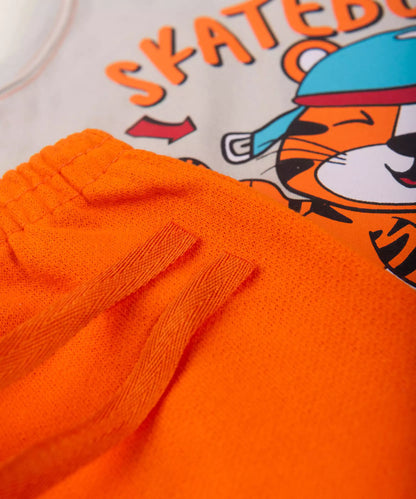 Conjunto Curto para Bebê Menino Cinza Tigre