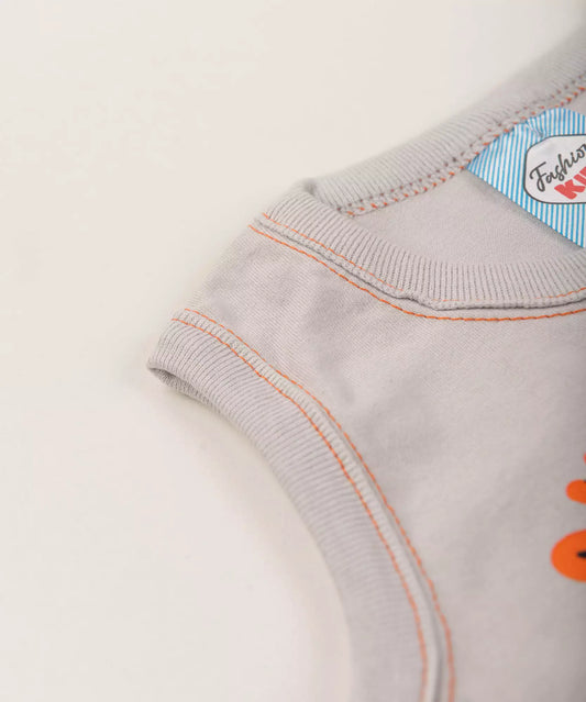 Conjunto Curto para Bebê Menino Cinza Tigre
