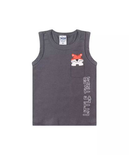 Conjunto Curto para Bebê Menino Tigrinho Chumbo