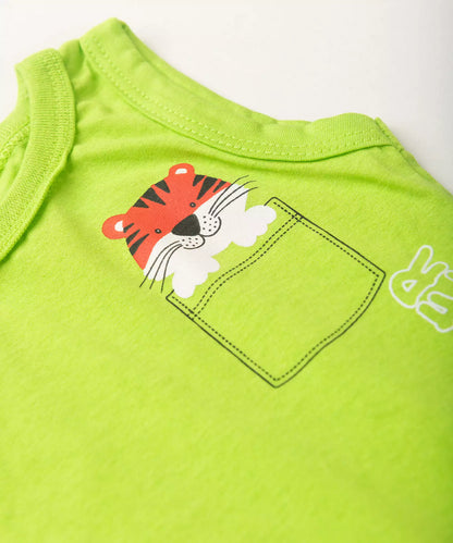 Conjunto Curto para Bebê Menino Tigrinho Verde