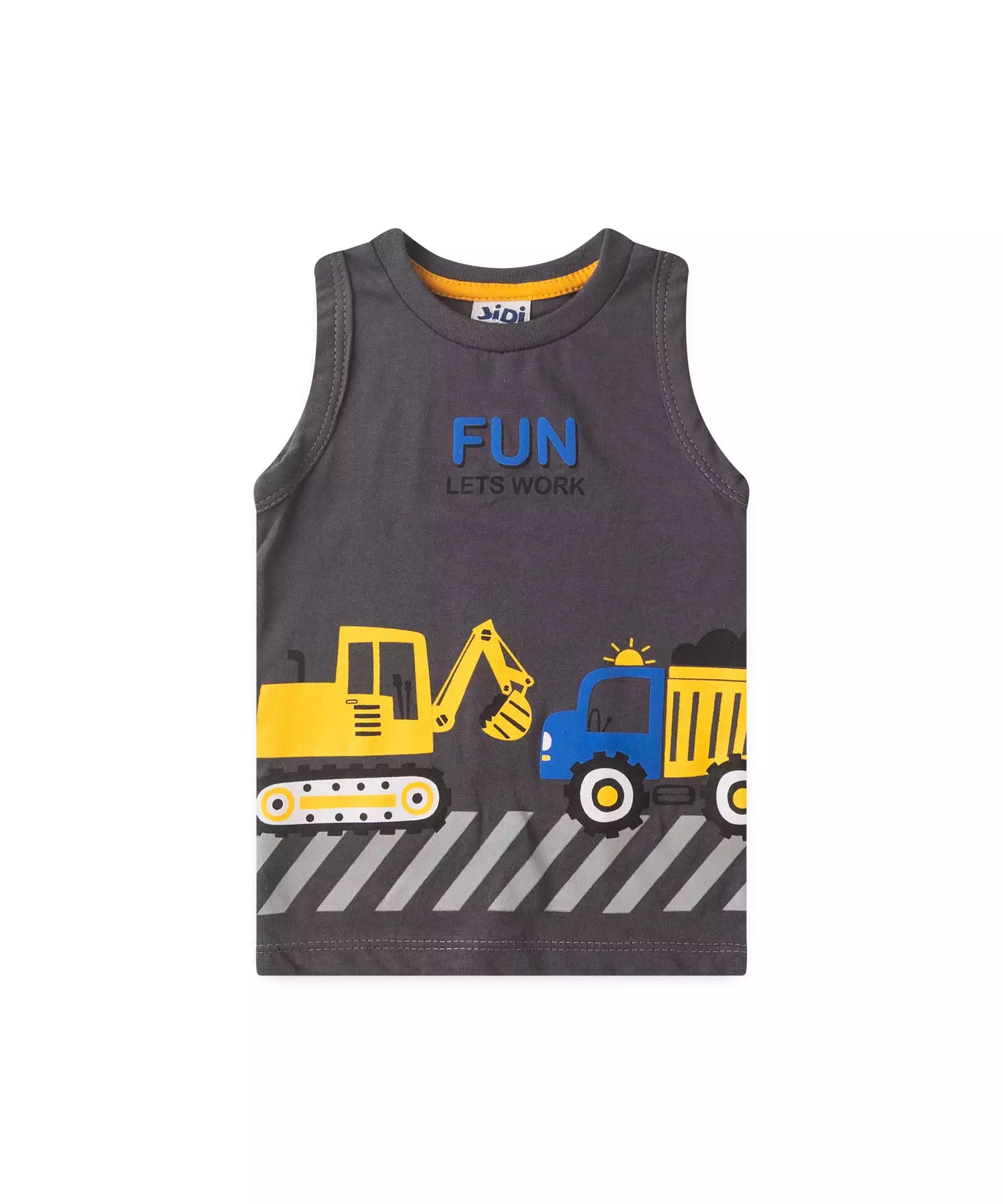 Conjunto Curto para Bebê Menino Trator Chumbo