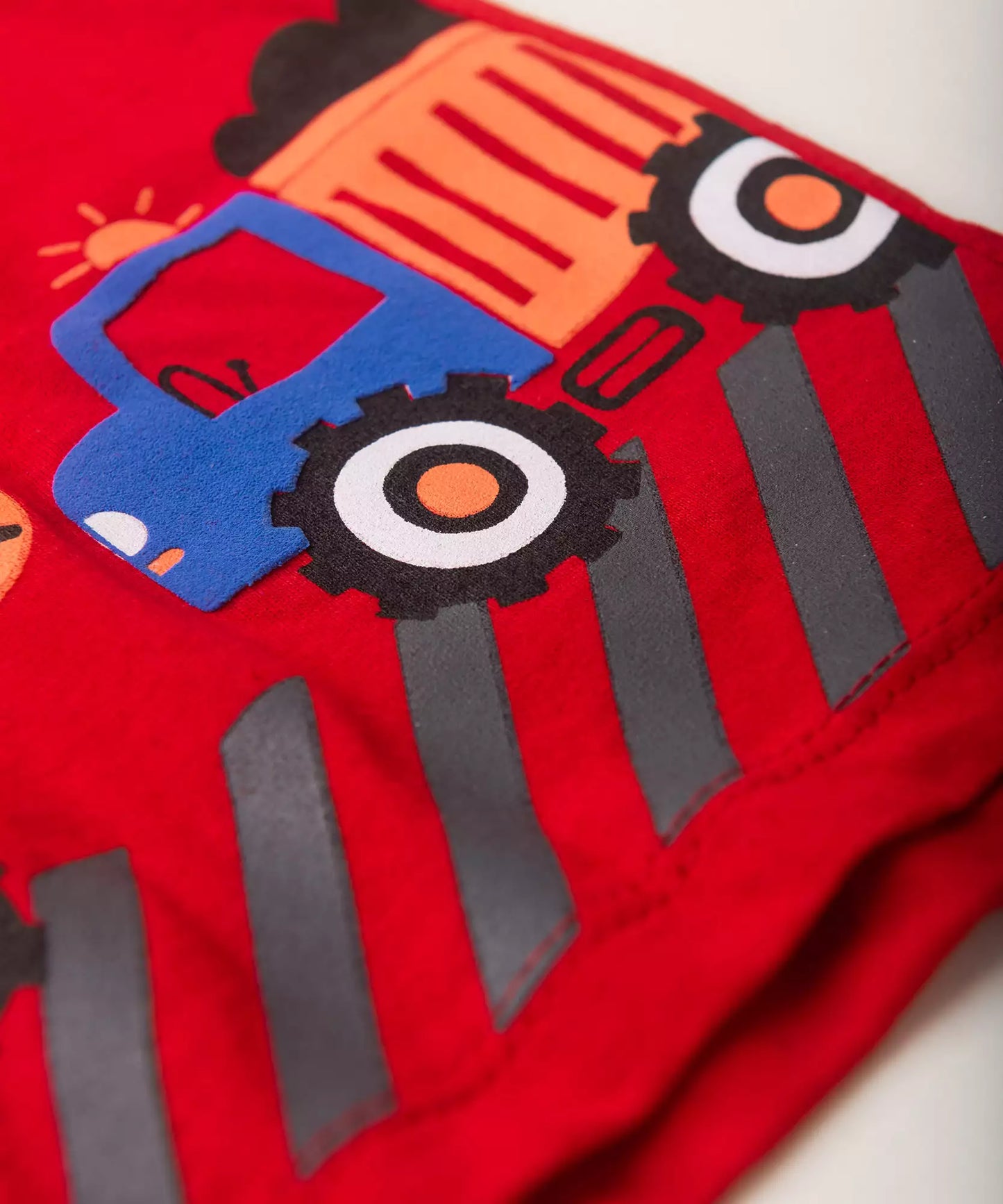 Conjunto Curto para Bebê Menino Trator Vermelho