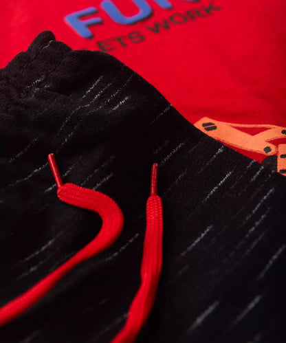 Conjunto Curto para Bebê Menino Trator Vermelho