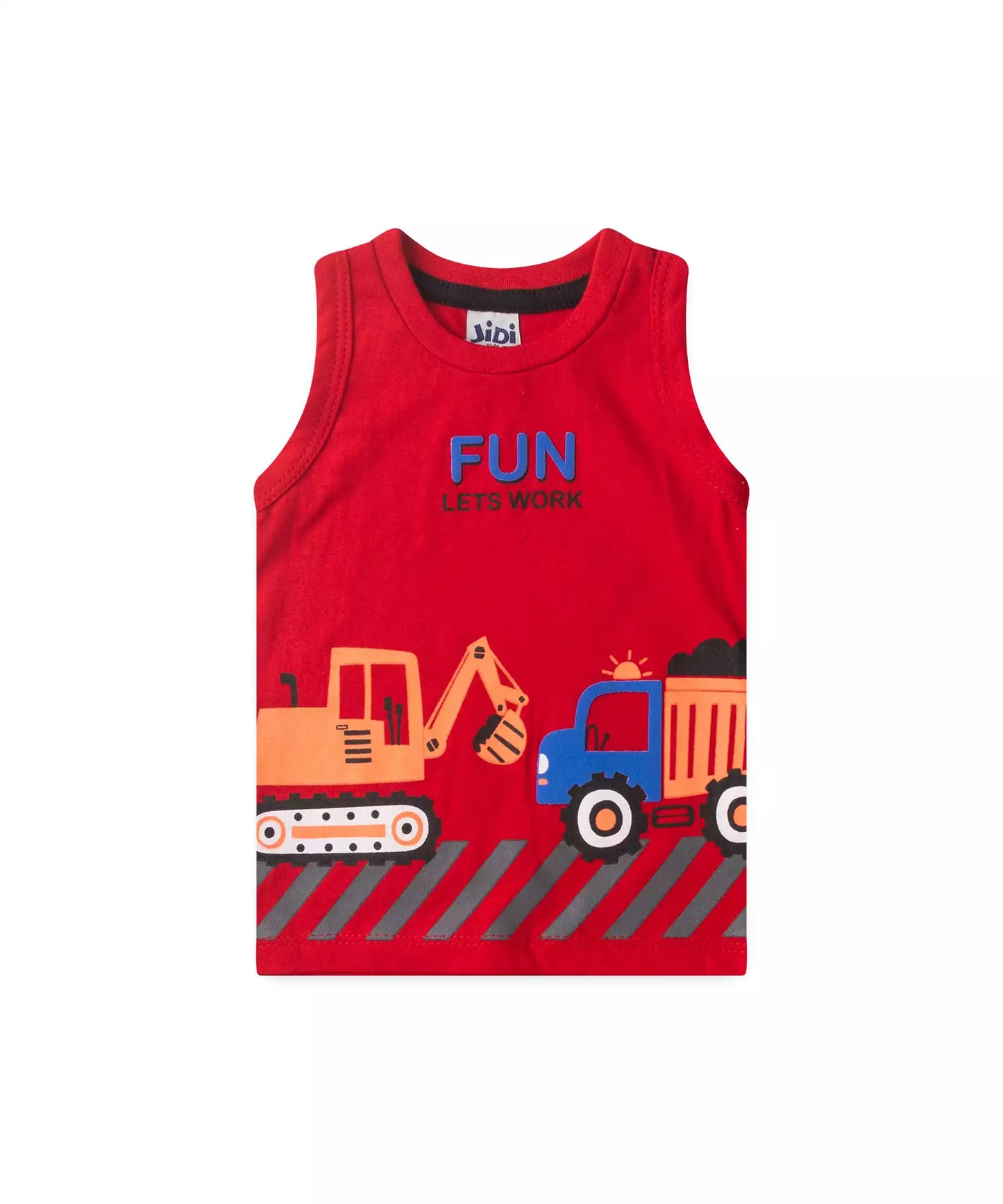 Conjunto Curto para Bebê Menino Trator Vermelho