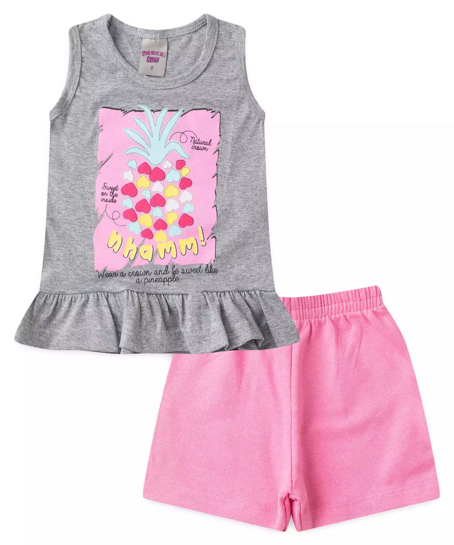 Conjunto Curto para Menina Abacaxi Mescla Banana