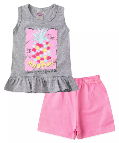 Conjunto Curto para Menina Abacaxi Mescla Banana