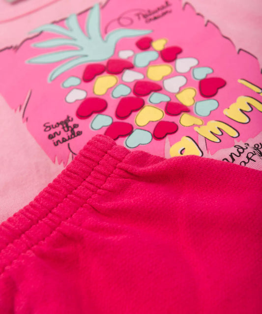 Conjunto Curto para Menina Abacaxi Rosa