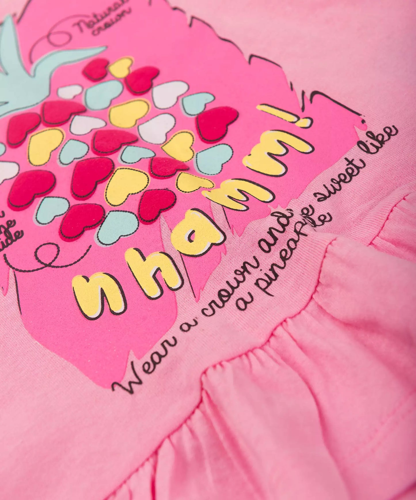 Conjunto Curto para Menina Abacaxi Rosa