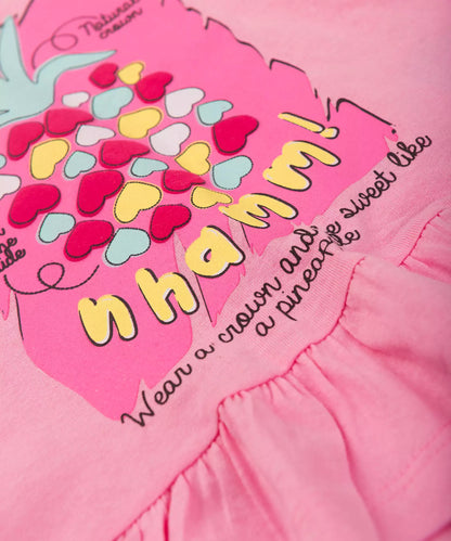 Conjunto Curto para Menina Abacaxi Rosa