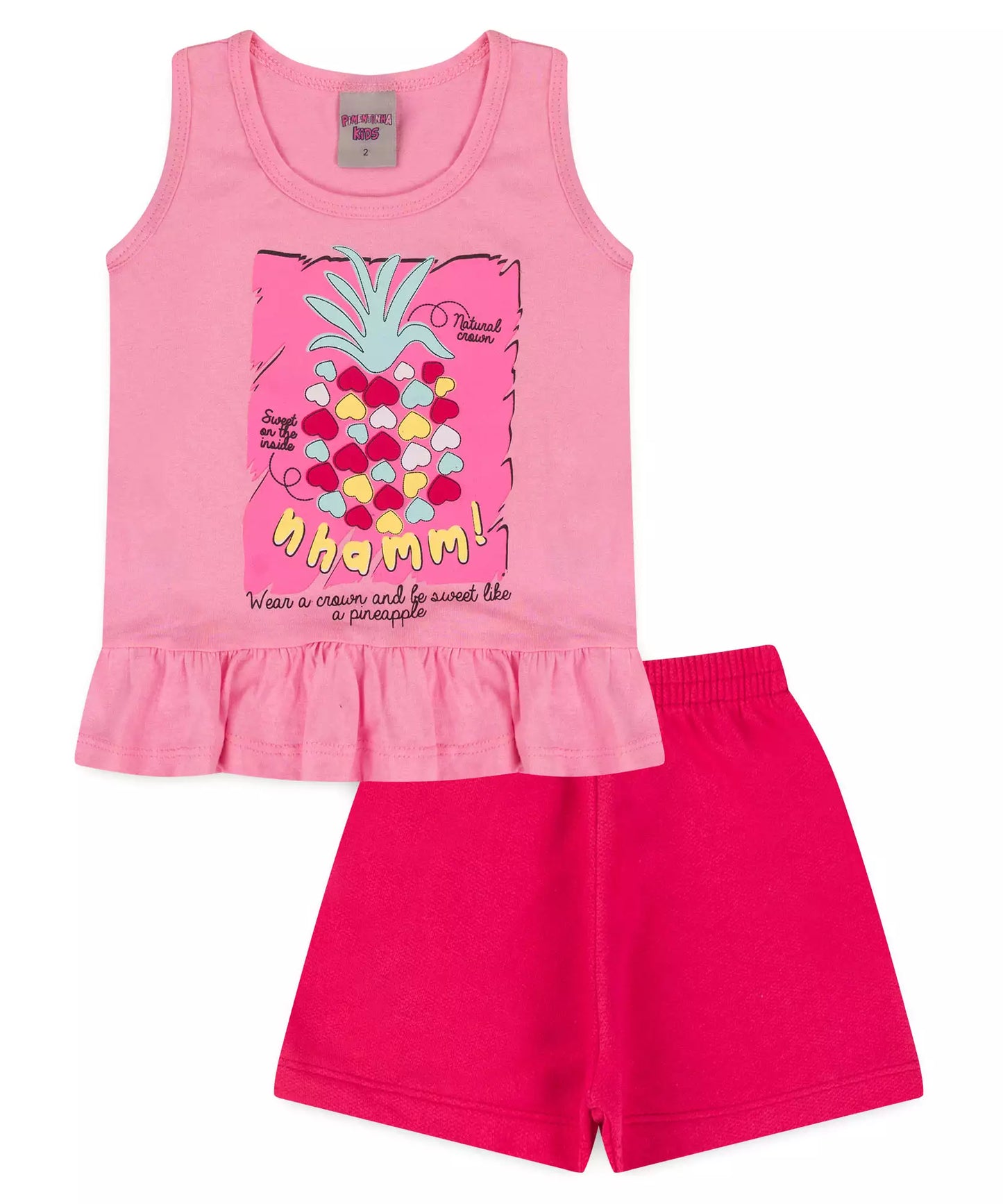 Conjunto Curto para Menina Abacaxi Rosa